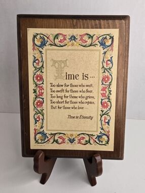 Vintage Cape Craftsman Wooden Wood Wall Plaque "Time Is..." 5 1/2" x 7 3/8"